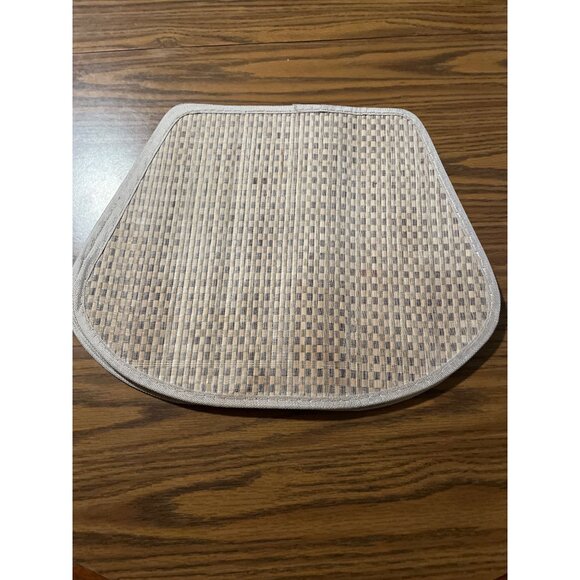 Odd shaped tan brown checkerboard patterned woven placemats set of four - Picture 2 of 6